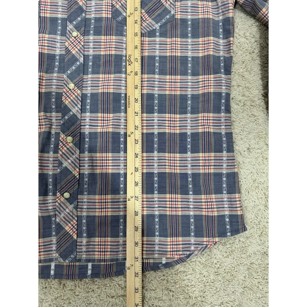 True Religion Multicolor Plaid Horseshoe Western Pearl Snap‎ Shirt Size XXXL